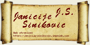 Janićije Šiniković vizit kartica